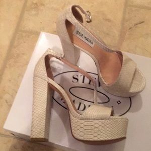 Steve Madden White Platform Heels